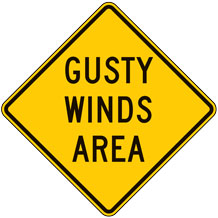 Gusty Winds Area Warning Signs