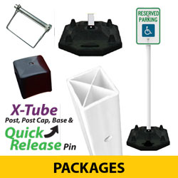 X Tube Flexible Sign Posts, Post Cap, Portable Base and Quick Release Pin